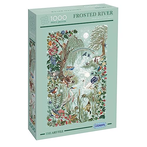 Gibsons The Art File Puzzle, Frosted River, 1000-teiliges Puzzle, atemberaubendes Winterwunderland-Kunstwerk, nachhaltiges Puzzle für Erwachsene, hochwertiges 100% recyceltes Brett, tolles Geschenk | von Gibsons