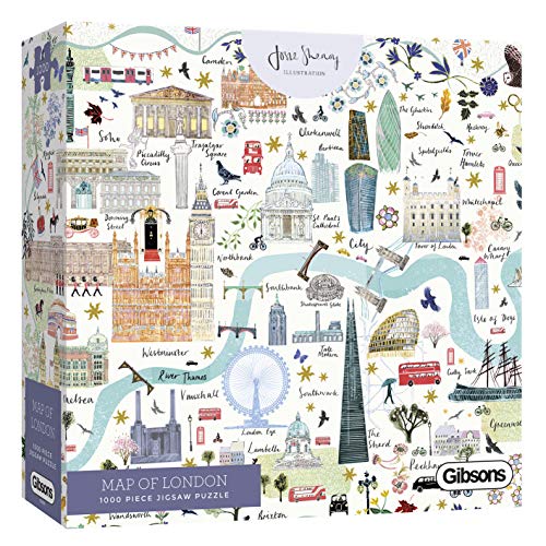 Gibsons GIBG6606 White Logo Collection Puzzle Karte von London, 1000 Teile, Schattierungen von Blau, Grün und Braun von Gibsons