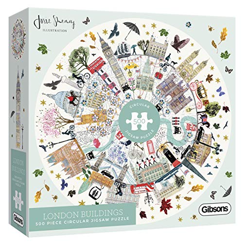 Gibsons GIBG3700 White Logo Collection Buildings of London Puzzle, rund, 500 Teile, braun von Gibsons