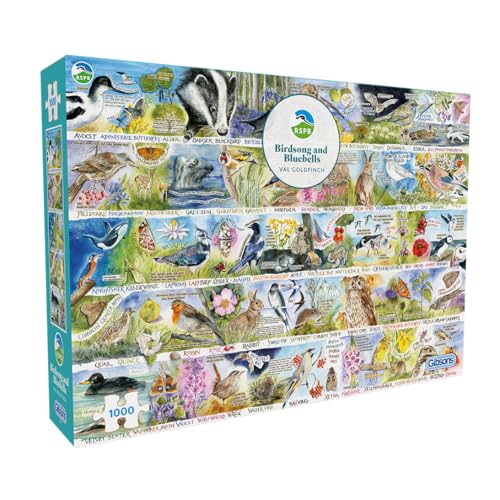 Gibsons RSPB 1000-teiliges Puzzle, 1000-teiliges Puzzle, wunderschönes buntes Kunstwerk, britische Vögel, Tiere, nachhaltiges Gibsons für Erwachsene, Teenager, 100 % recyceltes Brett, tolles Geschenk, von Gibsons