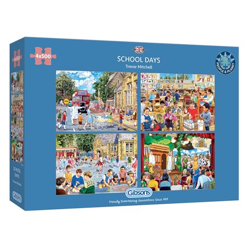 Gibsons School Days 4 x 500 Teile Puzzle für Erwachsene | 4 Puzzles in 1 Box | B Corp Gibsons School Days 4 x 500 Teile Puzzle für Erwachsene | 4 Puzzles in 1 Box | B Corp von Gibsons