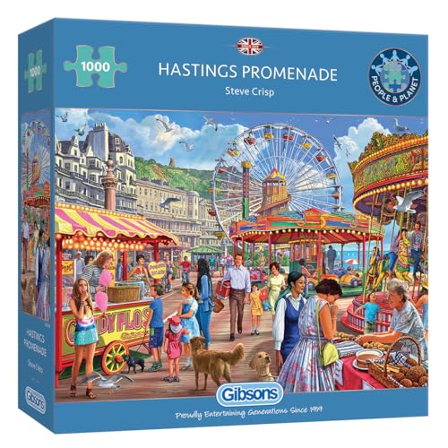 Hastings Promenade Puzzle, 1000 Teile Puzzle, Meeres-Puzzle, nachhaltiges Puzzle für Erwachsene, 100 % recyceltes Premium-Karton, tolles Geschenk für Erwachsene, Gibsons Games von Gibsons