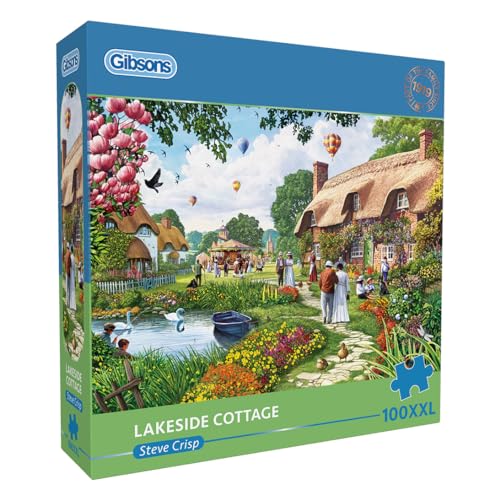 Lakeside Cottage 100XXL Teile Puzzle, Nostalgisches Puzzle, nachhaltiges Puzzle für Erwachsene, 100% recyceltes Premium-Karton, tolles Geschenk für Erwachsene, Gibsons Games von Gibsons