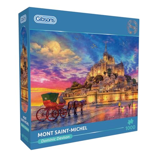 Mont St Michele 1000 Teile Puzzle, Frankreich-Puzzle, nachhaltiges Puzzle, 100 % recyceltes Premium-Paket, tolles Geschenk für Erwachsene, Gibsons Games von Gibsons