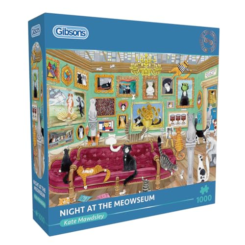 Night at the Meowseum 1000 Teile Puzzle, Katzen-Puzzle, nachhaltiges Puzzle, 100 % recyceltes Premium-Karton, tolles Geschenk für Erwachsene, Gibsons Games von Gibsons