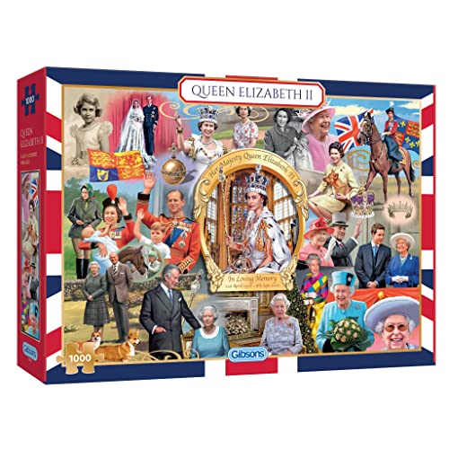 Queen Elizabeth II 1000 Teile Puzzle, Königin Puzzle, nachhaltiges Puzzle für Erwachsene, 100% recyceltes Premium-Karton, tolles Geschenk für Erwachsene, Gibsons Games von Gibsons