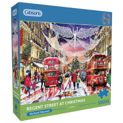 Regent Street at Christmas Puzzle, 500 XL, Londoner Weihnachtsbeleuchtung, extra großes Puzzle, 100 % recyceltes Premium-Puzzle für Erwachsene, tolles Geschenk für Erwachsene, Gibsons Games B, Co von Gibsons