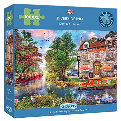 Riverside Inn 100 Extra Großteiliges Puzzle | Größeres Teilepuzzle für Erwachsene | Nachhaltiges Puzzle für Erwachsene | Premium 100% recyceltes Brett | Gibsons Games von Gibsons