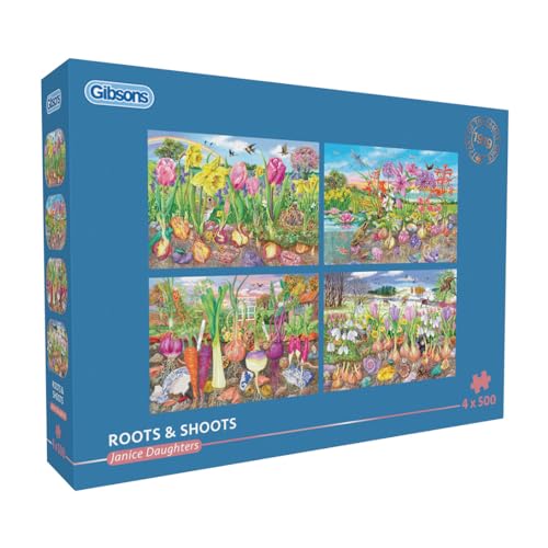 Roots & Shoots | 4 x 500 Teile Puzzle | Multi-Box-Puzzle | Nachhaltiges Puzzle für Erwachsene | 100% recyceltes Premium-Puzzle | Tolles Geschenk für Erwachsene | Gibsons Games von Gibsons