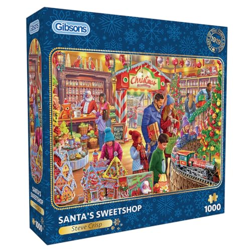 Santa's Sweetshop 1000 Teile Puzzle, Weihnachtspuzzle Nachhaltiges Puzzle für Erwachsene, Premium-Puzzle 100% recyceltes Brett, tolles Geschenk für Erwachsene Gibsons Spiele von Gibsons