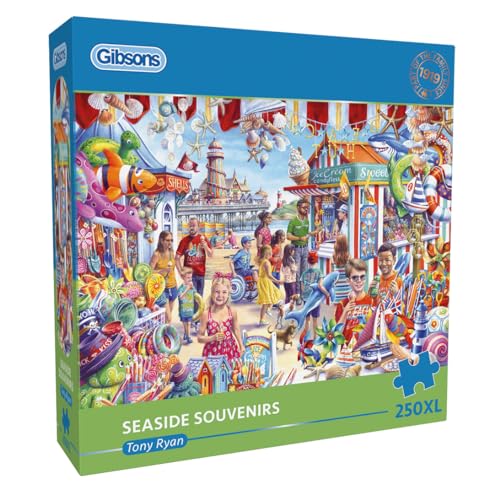 Seaside Souvenirs 250XL Puzzle, nostalgisches Puzzle, extra großes Puzzle, 100 % recyceltes Premium-Puzzle für Erwachsene, tolles Geschenk für Erwachsene, Gibsons Games von Gibsons