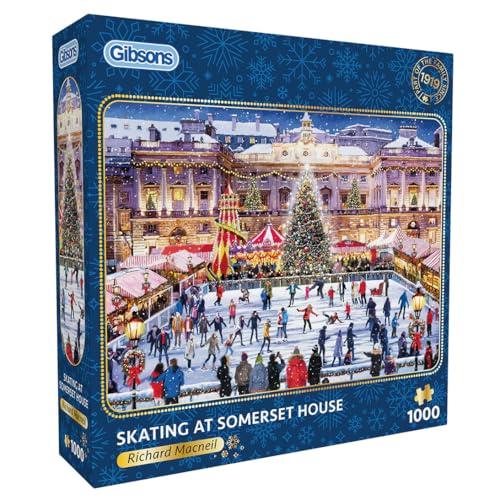 Skating at Somerset House | 1000 Teile Puzzle, Weihnachten, Winter-Eislaufen, nachhaltiges Puzzle für Erwachsene, hochwertiges 100% recyceltes Brett, tolles Geschenk für Erwachsene, Gibsons Games B, von Gibsons