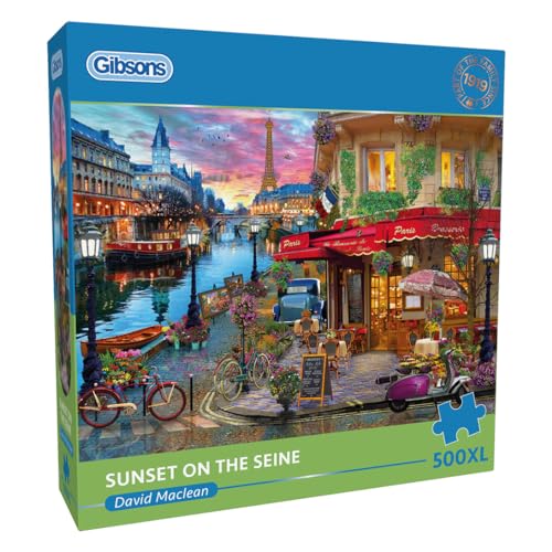 Sonnenuntergang an der Seine, 500XL-Puzzle, Paris-Puzzle, extra großes Puzzle, 100 % recyceltes Premium-Puzzle für Erwachsene, tolles Geschenk für Erwachsene, Gibsons Games von Gibsons