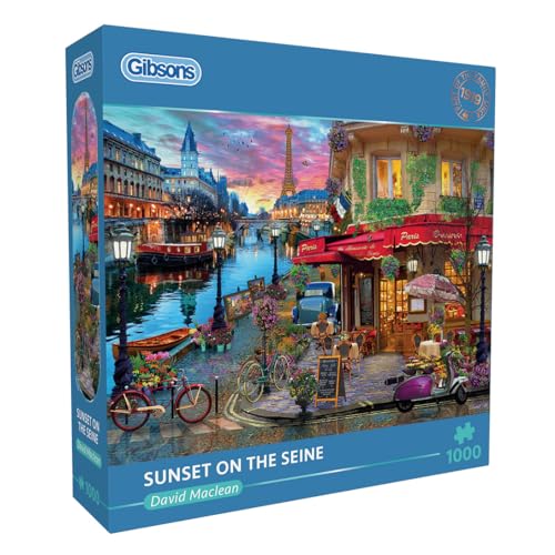 Sonnenuntergang an der Seine | 1000 Teile Puzzle | Frankreich Puzzle | Nachhaltiges Puzzle für Erwachsene | 100% recyceltes Premium-Puzzle | Tolles Geschenk für Erwachsene | Gibsons Games von Gibsons