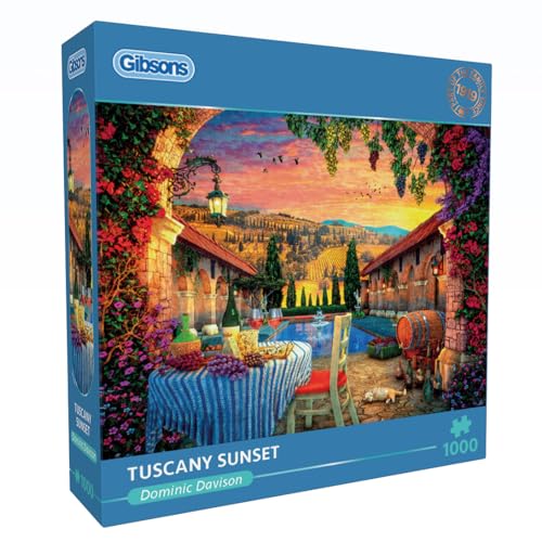 Toskana Sonnenuntergang 1000 Teile Puzzle, Italien Puzzle, nachhaltiges Puzzle für Erwachsene, 100% recyceltes Premium-Karton, tolles Geschenk für Erwachsene, Gibsons Games von Gibsons