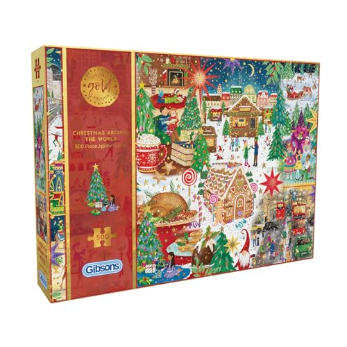 Weihnachten auf der ganzen Welt | 500 Teile Puzzle | Nachhaltiges Puzzle für Erwachsene | Gibsons Games B-Corp von Gibsons