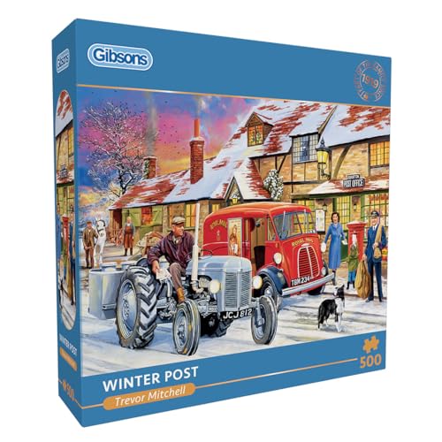 Winterpost, 500-teiliges Puzzle, Weihnachten, ländliche Nostalgie, nachhaltiges Puzzle für Erwachsene, hochwertiges 100% recyceltes Brett, tolles Geschenk für Erwachsene, Gibsons Games B, von Gibsons