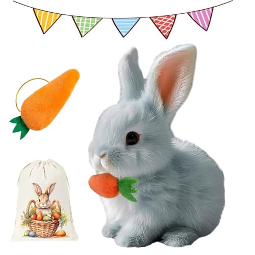 Bunny Pal, Sherum Bunny, Bunny Mein Realistisches Kaninchen, Hasen Roboter, Interaktiver Bunny Pal - Springen, Zucken, Ohrenschütteln, Ostergeschenke für Kinder (B) von Gienslru