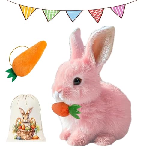 Bunny Pal, Sherum Bunny, Bunny Mein Realistisches Kaninchen, Hasen Roboter, Interaktiver Bunny Pal - Springen, Zucken, Ohrenschütteln, Ostergeschenke für Kinder (D) von Gienslru