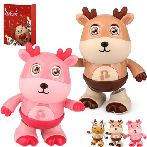 Gienslru Boogie Cow Light up Dancing Cow, Boogie Cow Toy, Dancing Cow Toy for Toddlers 1-3, 2024 New Musical Dancing Cow/Deer Toy with Music and LED Lights (2pcs-C) von Gienslru