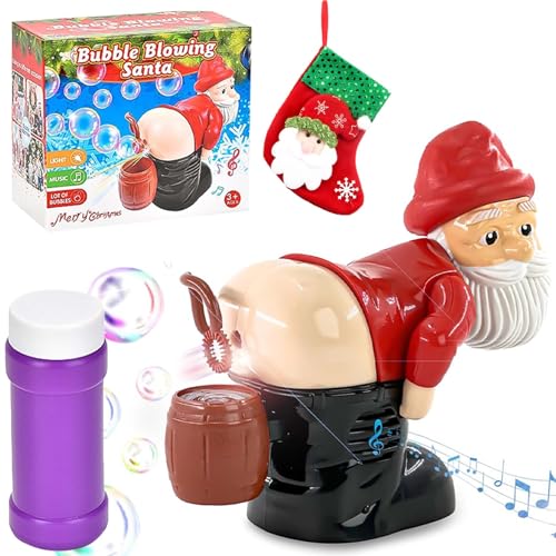 Gienslru Farting Santa Bubble Blower, Funny Santa Claus Bubble Modeling of The Fart Fart, Santa Claus Bubble Butt Machine, Bubble Blowing Santa for Xmas Activity, for Outdoor & Indoor (Red) von Gienslru