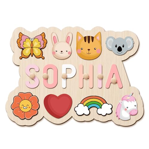 GifXify Personalisiertes Baby-Namens-Puzzle | Benutzerdefiniertes Holz-Babyspielzeug für Kleinkinder 1-3 | Montessori-Lernspielzeug für Jungen & Mädchen | individuelles Baby-Geschenk für erste von GifXify