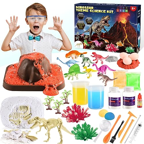 Gifitizi Experimente für Kinder ab 6, Kristalle Züchten & Dino Ausgrabungsset für Kinder & Vulkanausbruch, Dinosaurier Spielzeug ab 5 6 7 8 Jahre Jungen, Geschenke für Kinder Spiele ab 5 6 7 Jahre von Gifitizi