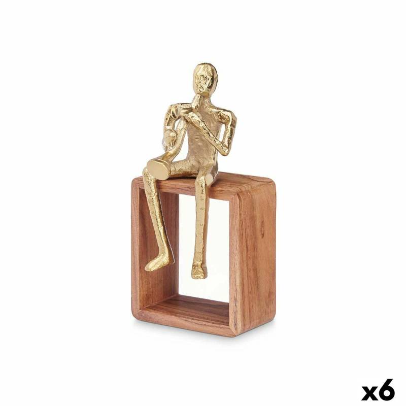 Deko-Figur Saxofon Gold Holz Metall 13 x 27 x 13 cm von Gift Decor