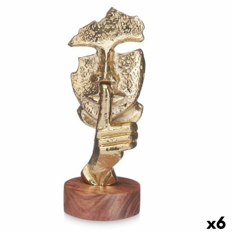 Deko-Figur Gesicht Gold Holz Metall 12 x 29 x 11 cm von Gift Decor