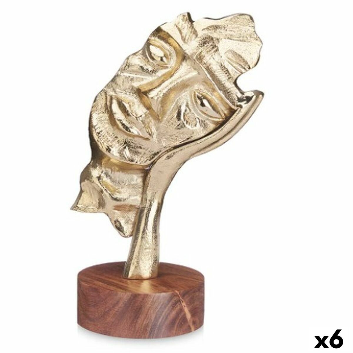 Deko-Figur Gesicht Gold Holz Metall 16,5 x 26,5 x 11 cm von Gift Decor