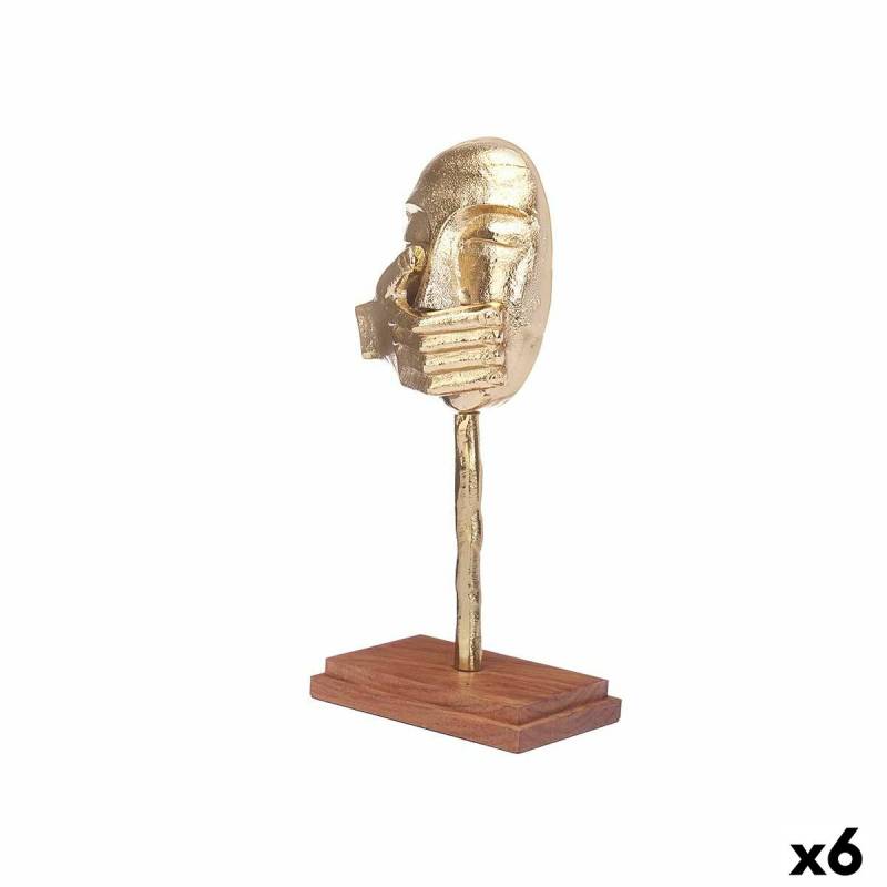 Deko-Figur Gesicht Gold Holz Metall 17 x 33,5 x 10 cm von Gift Decor