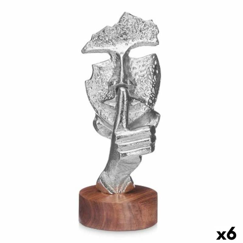 Deko-Figur Gesicht Silberfarben Holz Metall 12 x 29 x 11 cm von Gift Decor