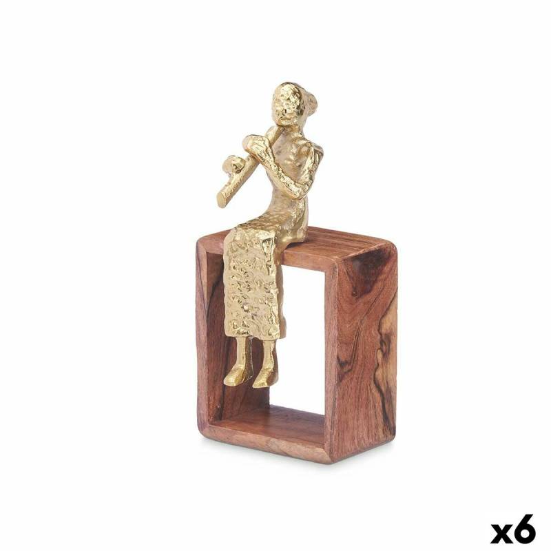 Deko-Figur Süße Flöte Braun Holz Metall 13 x 27 x 13 cm von Gift Decor