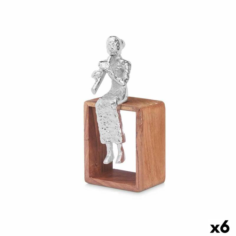 Deko-Figur Süße Flöte Silberfarben Holz Metall 13 x 27 x 13 cm von Gift Decor