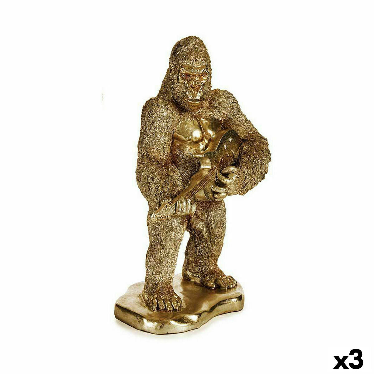 Dekorative Figur Gorilla Gitarre Golden 16 x 39 x 27 cm (3 Einheiten) von Gift Decor