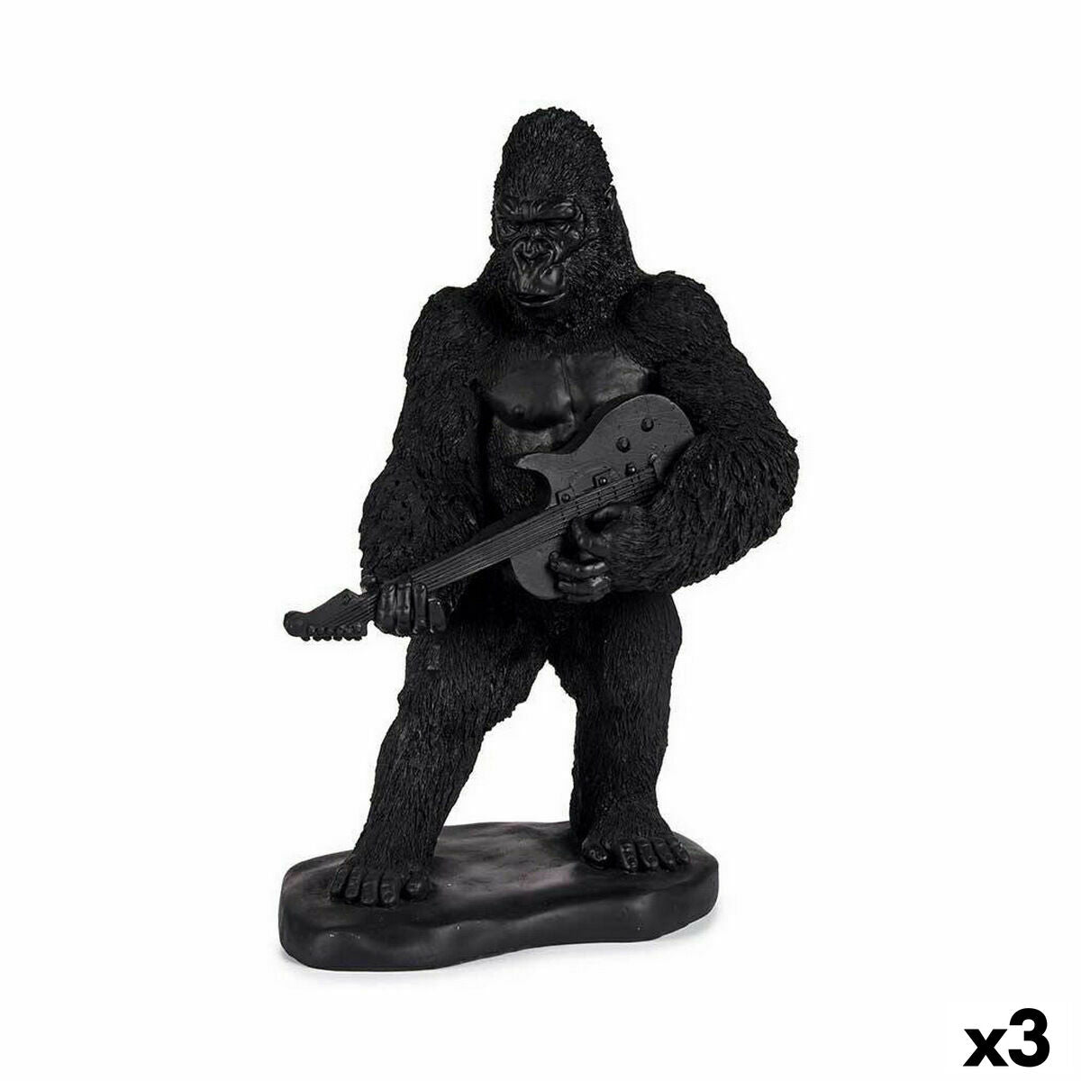 Dekorative Figur Gorilla Gitarre schwarz 17,5 x 38 x 27 cm (3 Einheiten) von Gift Decor