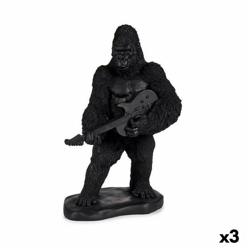 Dekorative Figur Gorilla Gitarre schwarz 17,5 x 38 x 27 cm (3 Einheiten) von Gift Decor