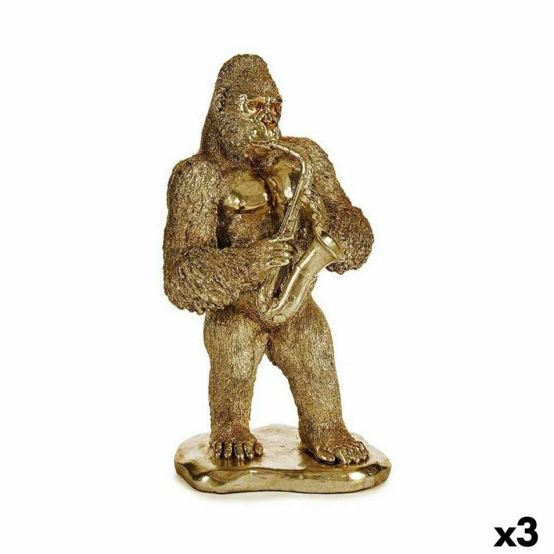 Dekorative Figur Gorilla Saxophon Golden 18,5 x 38,8 x 22 cm (3 Einheiten) von Gift Decor