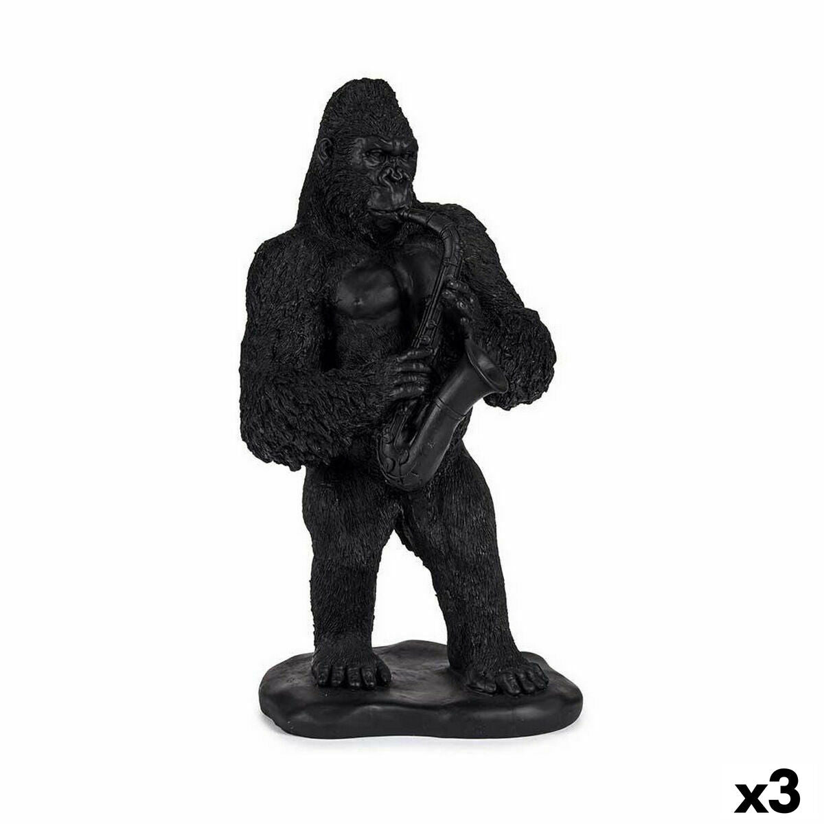 Dekorative Figur Gorilla Saxophon Schwarz 15 x 38,8 x 22 cm (3 Einheiten) von Gift Decor