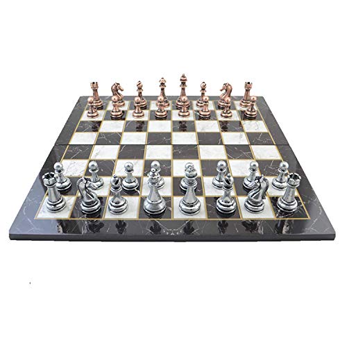 GiftHome Classic Antique Copper Chess Set for Adult, Handmade Pieces and Marble Design Wood Chess Board King 2.96 inc von GiftHome