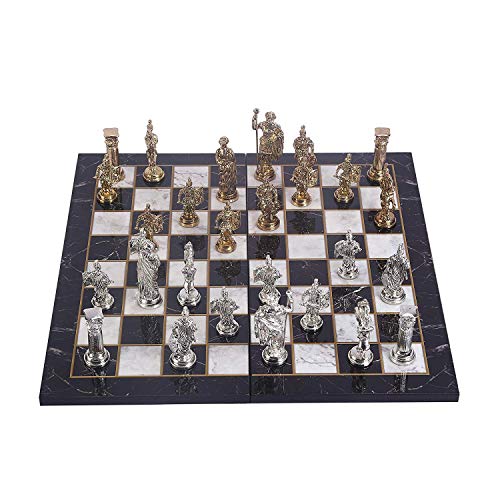 GiftHome Historical Rome Figures Metal Chess Set for Adult,Handmade Pieces and Marble Design Wood Chess Board King 4.3 inc GiftHome Historical Rome Figures Metal Chess Set for Adult,Handmade Pieces and Marble Design Wood Chess Board King 4.3 inc von GiftHome