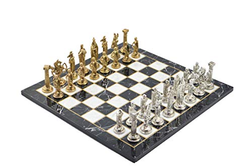 Metall-Schach-Set für Erwachsene, königliche britische Armee, handgefertigte Stücke und Marmor-Design, hölzernes Schachbrett, König 8,9 cm Metall-Schach-Set für Erwachsene, königliche britische Armee, handgefertigte Stücke und Marmor-Design, hölzernes Schachbrett, König 8,9 cm von GiftHome