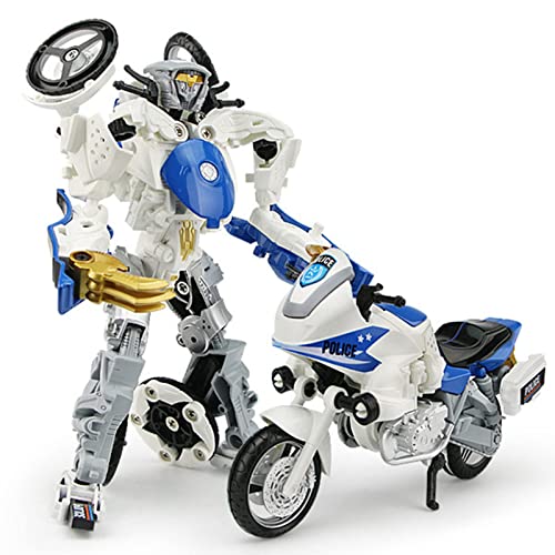 Giftik City Cop Speedboat Hubschrauber Fahrzeug Super Auto Motorrad Transformer Roboter Spielzeug, Boot Flugzeug Sportauto Roboter Deformation Actionfigur Spielzeug (Motorrad) von Giftik