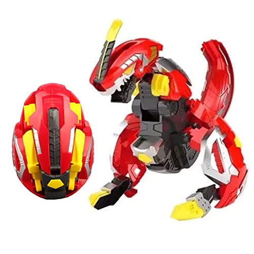 Giftik Große Größe, transformierendes Dinosaurier-Ei-Roboter-Spielzeug, Dinosaurier-Ei-Verformung, Actionfiguren, Spielzeug für Kinder, Jungen, Mädchen, Alter 3, 4, 5, 7, 8, 9, 10, 11, 12 Jahre, Rot von Giftik