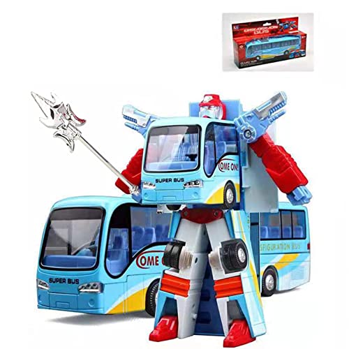 Giftik Transforming Super Bus Roboter-Spielzeug, Legierungsverformung, zurückziehbarer Bus, Actionfiguren, Spielzeug (blau) von Giftik