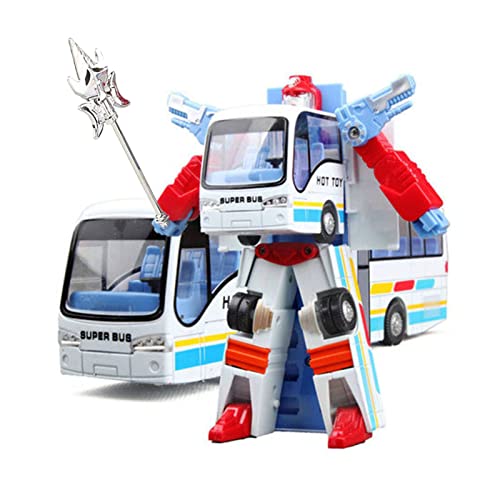 Giftik Transforming Super Bus Roboter-Spielzeug, Legierungsverformung, zurückziehbarer Bus, Actionfiguren, Spielzeug (weiß) von Giftik