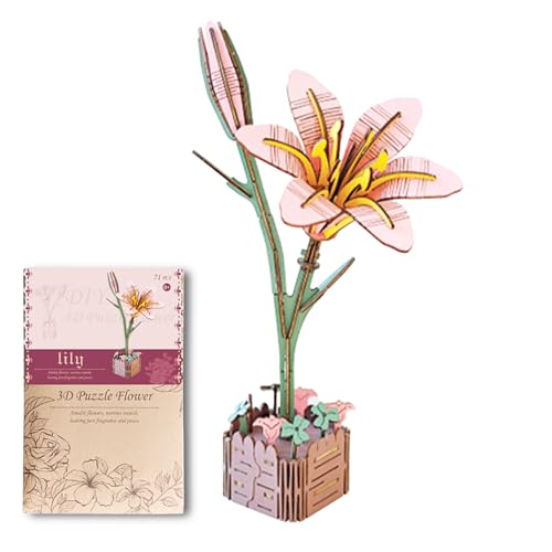 Geschenke für Mama/Mutter/Freunde/Frauen/Sie: 3D Holz Puzzle Blumen Basteln für Hochzeitsgeschenk/Muttertag/Valentinstag Romantische Geburtstagsgeschenke für Erwachsene DIY Bastelset Lilie Spielzeug Geschenke für Mama/Mutter/Freunde/Frauen/Sie: 3D Holz Puzzle Blumen Basteln für Hochzeitsgeschenk/Muttertag/Valentinstag Romantische Geburtstagsgeschenke für Erwachsene DIY Bastelset Lilie Spielzeug von Giftmefine