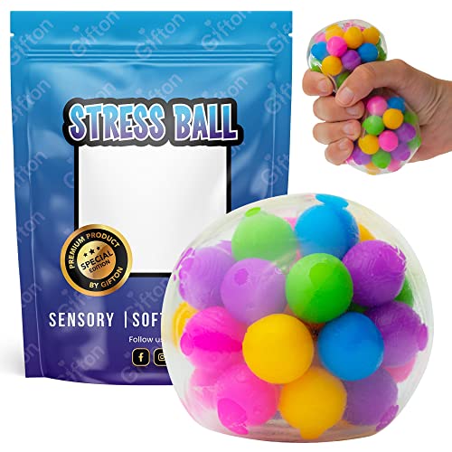 Gifton DNA-Stressball, bunte Wasserperlen – Stressabbau, Fidget-Spielzeug für Angst, Autismus, ADHS, schlechte Gewohnheiten – sensorischer Gummiball, Geschenk für Kinder und Erwachsene, Männer und von Gifton
