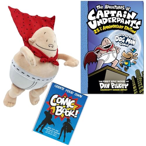 Dav Pilkey Adventures of Captain Underpants Spielzeug-Geschenkset mit speziellem 25 1/2 Jubiläum & brandneuem Hundemann-Buch, Superhelden-Plüschcharakter, und erstellen Sie Ihre eigene Dav Pilkey Adventures of Captain Underpants Spielzeug-Geschenkset mit speziellem 25 1/2 Jubiläum & brandneuem Hundemann-Buch, Superhelden-Plüschcharakter, und erstellen Sie Ihre eigene von Gifts by We 3 Books