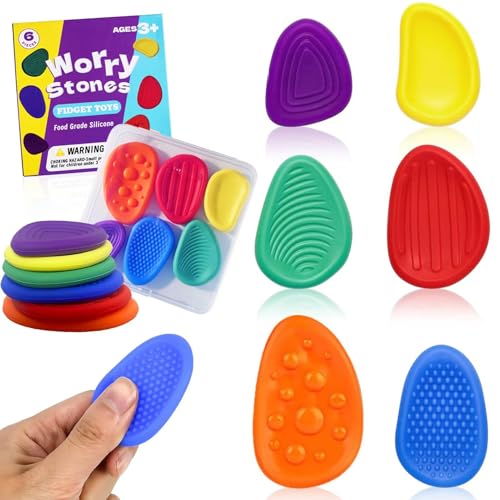 Fidget Toys Sensory Stones 6 Stück, Stressabbau Spielzeug, Sensorik Spielzeug Anti Stress Spielzeug, Sensory Toys, sensorisches Spielzeug Für Stress, Angst, Adhs & Autismus von Giggleye